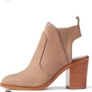 1. STATE Leban Stone Taupe Leather Chunky Heel Cutout Ankle Bootie 9